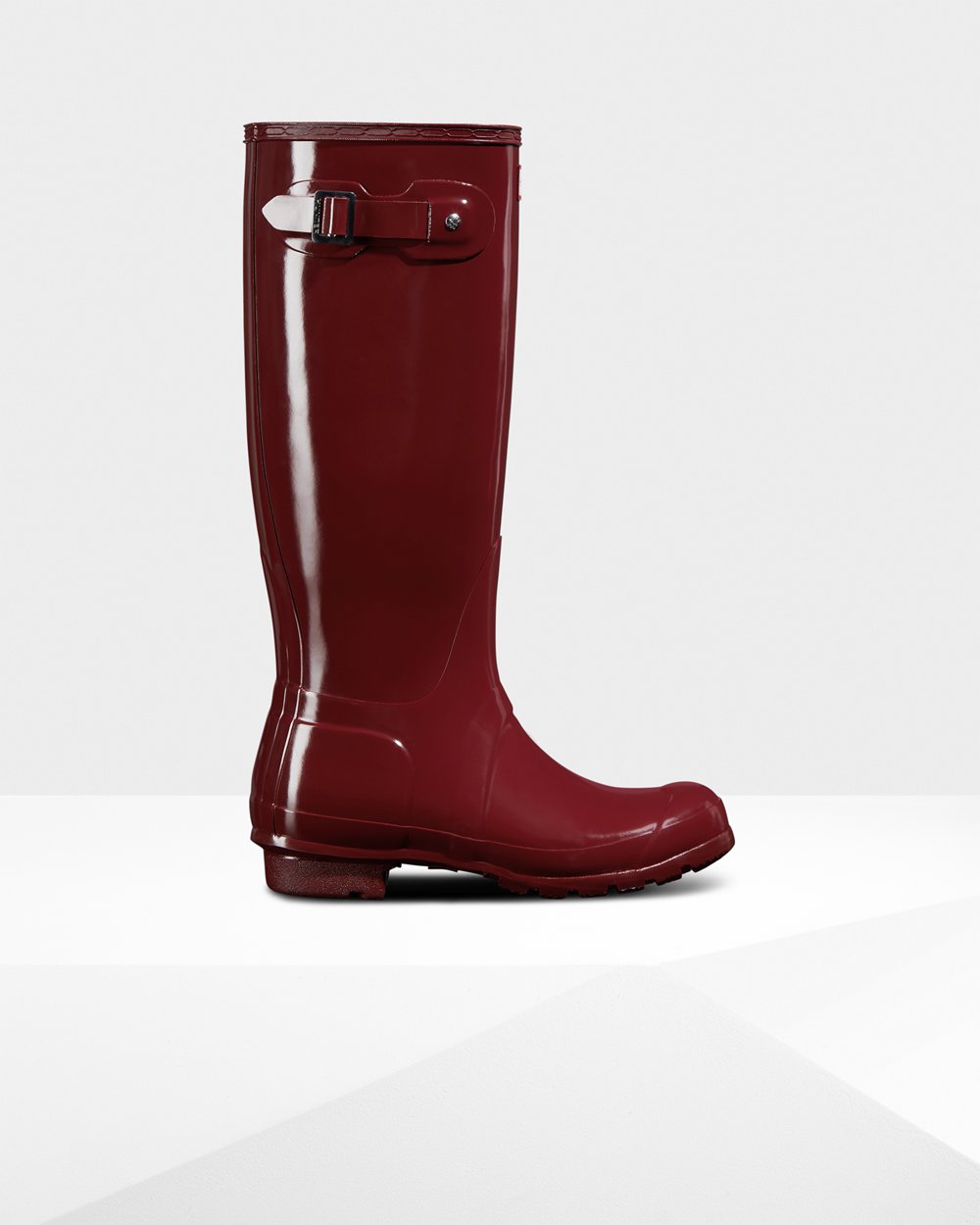 Womens Hunter Tall Rain Boots Grey Red - Original Gloss - 4802536-HP